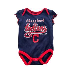 Cleveland Indians Baby Onesie Ruffle Sleeve Girls 0-3 Month XC Fast Shipping